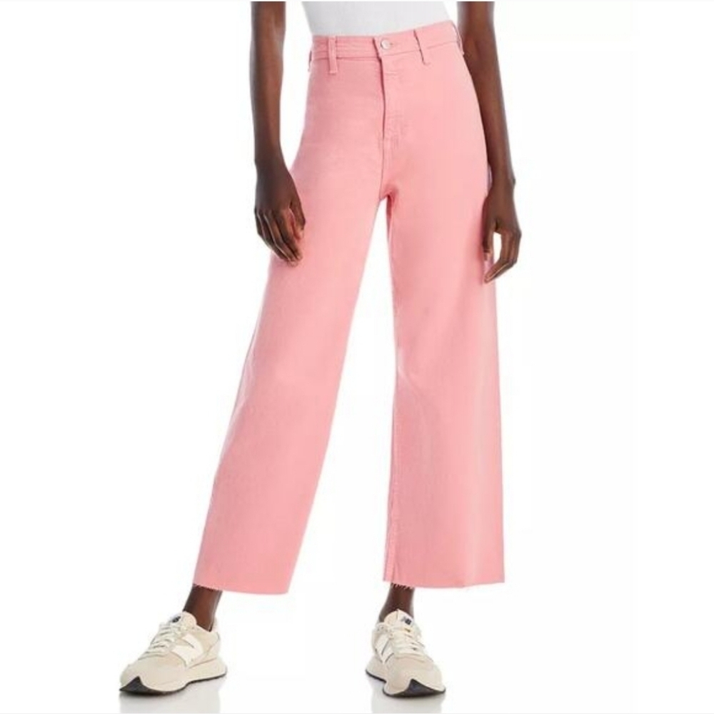 EUC PISTOLA PINK FLAMINGO PENNY WIDE LEG CROPPED FRAYED JEANS SZ 25
